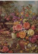 unknow artist, Floral, beautiful classical still life of flowers.081